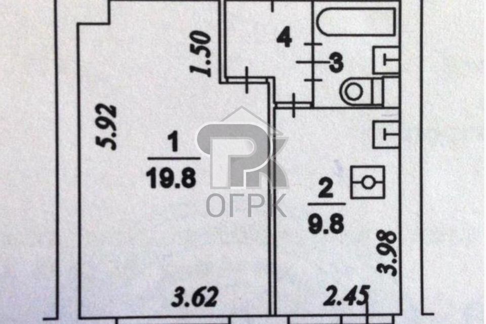 Продаётся 1-комнатная квартира, 37 м²